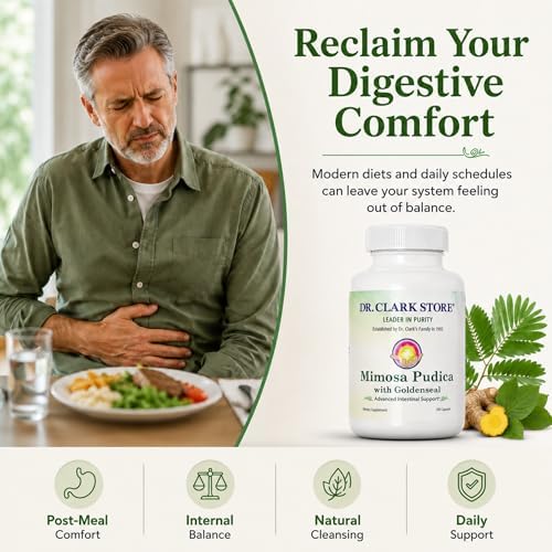 Dr Clark Store Mimosa Pudica y Goldenseal – 100 Cápsulas, Apoya la Salud Digestiva, el Equilibrio Intestinal y el Sistema Inmunológico - imagen 2