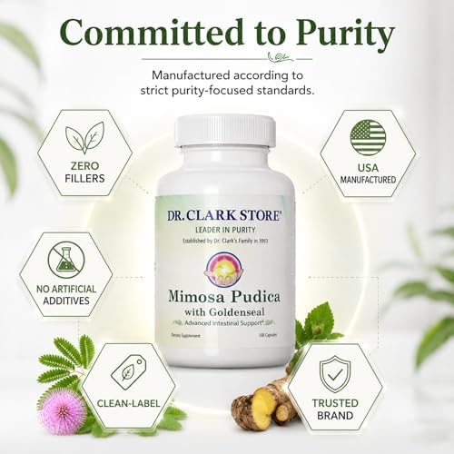 Dr Clark Store Mimosa Pudica y Goldenseal – 100 Cápsulas, Apoya la Salud Digestiva, el Equilibrio Intestinal y el Sistema Inmunológico - imagen 5