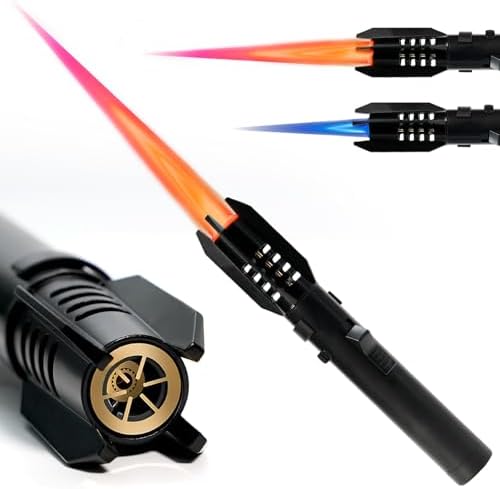 Encendedor de Soplete Butano Recargable a Prueba de Viento, Llama Azul y Roja Ajustable para BBQ, Regalo de Navidad para Papá y Hombres (Gas No - imagen 1
