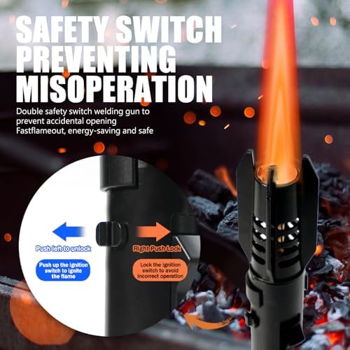 Encendedor de Soplete Butano Recargable a Prueba de Viento, Llama Azul y Roja Ajustable para BBQ, Regalo de Navidad para Papá y Hombres (Gas No - imagen 5
