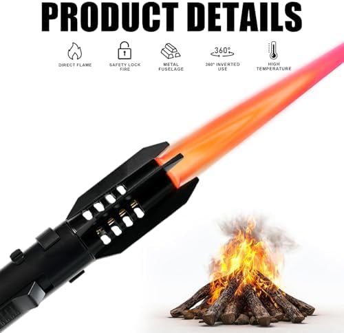 Encendedor de Soplete Butano Recargable a Prueba de Viento, Llama Azul y Roja Ajustable para BBQ, Regalo de Navidad para Papá y Hombres (Gas No - imagen 7