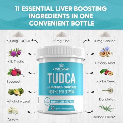 Flora Fusion Dr. Miller's TUDCA con Extracto de Cardo Mariano, 1000mg por Porción, Suplemento para Limpiar Hígado y Vesícula, 90 Cápsulas (Suministro - imagen 2