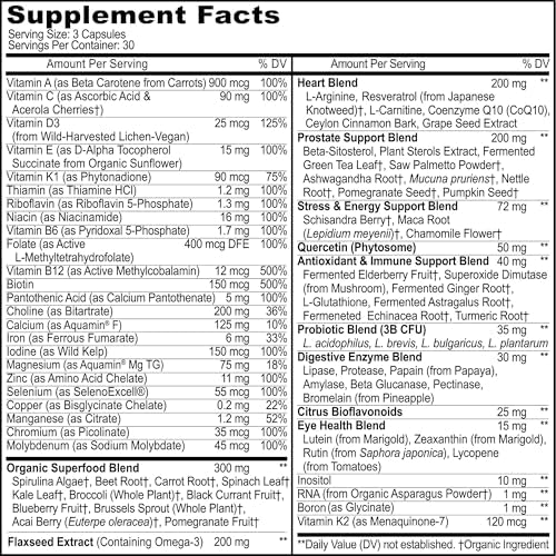 Multivitaminas Methyladas para Hombres - Vitaminas Diarias con 44 Alimentos Orgánicos - Multivitamínico con Hierro y Nutrientes Fermentados - - imagen 2