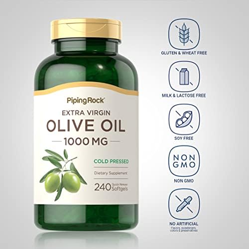 Cápsulas de Aceite de Oliva Piping Rock | 1000mg | 240 Píldoras | Suplemento Orgánico Extra Virgen Prensado en Frío | Fórmula Sin OGM y Sin Gluten - imagen 3
