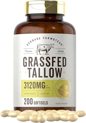 Tallow de Res Alimentado con Pasto Carlyle 3120mg | 200 Cápsulas Blandas | Suplemento Bovina Criada en Pastizales | Sin OGM, Libre de Gluten | - imagen 1