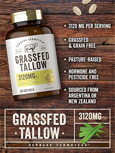 Tallow de Res Alimentado con Pasto Carlyle 3120mg | 200 Cápsulas Blandas | Suplemento Bovina Criada en Pastizales | Sin OGM, Libre de Gluten | - imagen 4