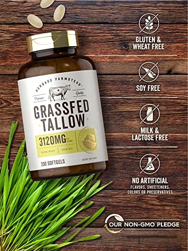Tallow de Res Alimentado con Pasto Carlyle 3120mg | 200 Cápsulas Blandas | Suplemento Bovina Criada en Pastizales | Sin OGM, Libre de Gluten | - imagen 5