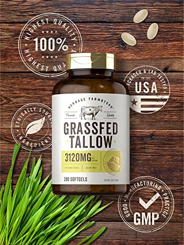 Tallow de Res Alimentado con Pasto Carlyle 3120mg | 200 Cápsulas Blandas | Suplemento Bovina Criada en Pastizales | Sin OGM, Libre de Gluten | - imagen 6
