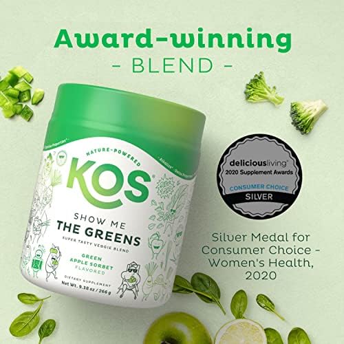 KOS Polvo de Super Greens Orgánico Sin Eritritol - Mezcla de Superalimentos a Base de Plantas con Spirulina, Chlorella y Pasto de Trigo - Sabor - imagen 2
