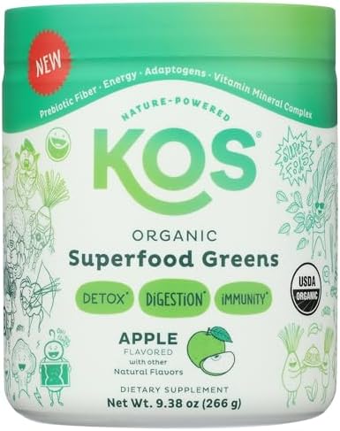 KOS Polvo de Super Greens Orgánico Sin Eritritol - Mezcla de Superalimentos a Base de Plantas con Spirulina, Chlorella y Pasto de Trigo - Sabor - imagen 4