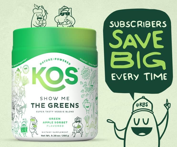 KOS Polvo de Super Greens Orgánico Sin Eritritol - Mezcla de Superalimentos a Base de Plantas con Spirulina, Chlorella y Pasto de Trigo - Sabor - imagen 5