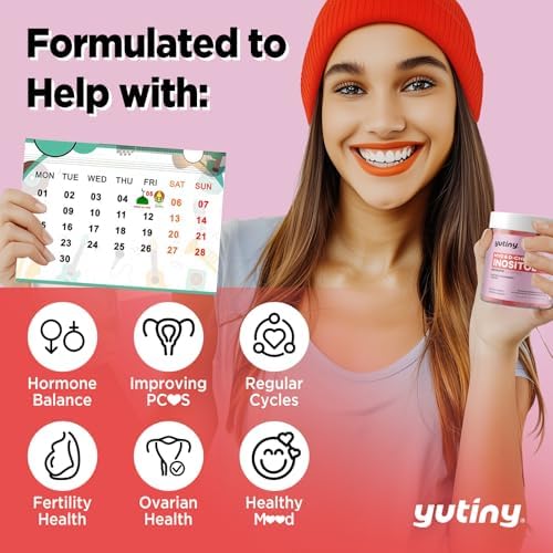 Gomitas Yutiny de Myo-Inositol y D-Chiro Inositol, Vitamina B6, B12 y Folato para Mujeres, Veganas, Sin Azúcar, Sabor Fresa, 60 Unidades - imagen 3