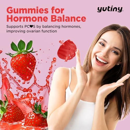Gomitas Yutiny de Myo-Inositol y D-Chiro Inositol, Vitamina B6, B12 y Folato para Mujeres, Veganas, Sin Azúcar, Sabor Fresa, 60 Unidades - imagen 5