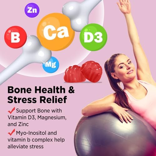 Gomitas Yutiny de Myo-Inositol y D-Chiro Inositol, Vitamina B6, B12 y Folato para Mujeres, Veganas, Sin Azúcar, Sabor Fresa, 60 Unidades - imagen 6