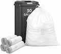 Bolsas de Basura CEDARRA de 30 Galones con Cuerda, Paquete de 50, Extra Fuertes de 1.3 Mil, Blancas, Sin Fragancia, para Cocina, Oficina y Jardín, - imagen 1
