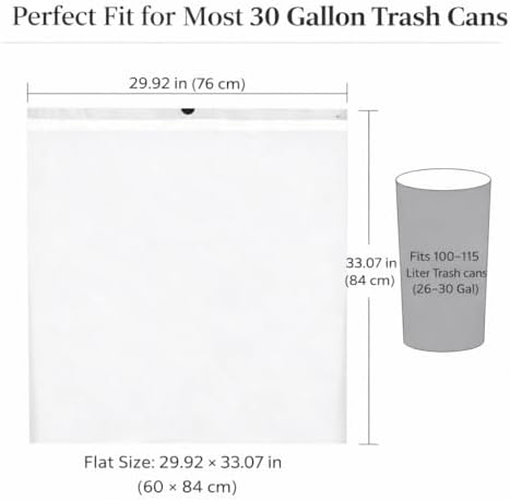 Bolsas de Basura CEDARRA de 30 Galones con Cuerda, Paquete de 50, Extra Fuertes de 1.3 Mil, Blancas, Sin Fragancia, para Cocina, Oficina y Jardín, - imagen 4