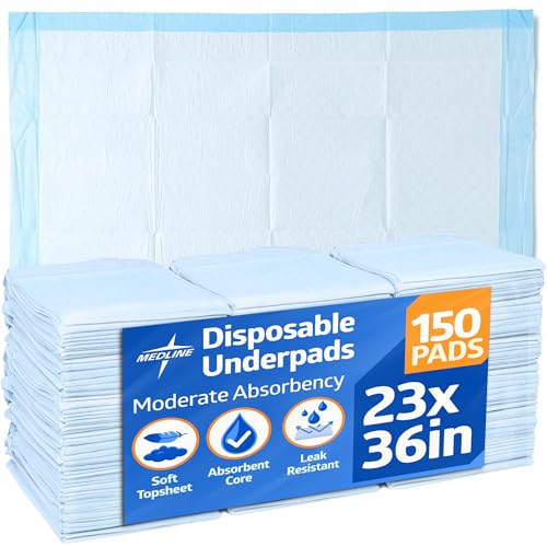 Bolsas desechables Medline Protection Plus, peso económico, solo tejido, respaldo de polipropileno, blanco/azul, 23 x 36 pulgadas, caja de 150 - imagen 5