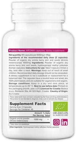Cápsulas Orgánicas de Aronia – Suplemento de Fruta de Chokeberry Negro con Antocianinas y Polifenoles Naturales – Apoya el Sistema Inmunológico – - imagen 2
