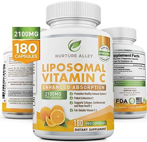 NURTURE ALLEY Vitamina C Liposomal 2100mg - 180 Cápsulas de Alta Absorción - Refuerza el Sistema Inmunológico y Aumenta Colágeno - Suplemento - imagen 1