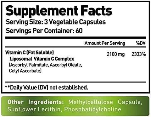 NURTURE ALLEY Vitamina C Liposomal 2100mg - 180 Cápsulas de Alta Absorción - Refuerza el Sistema Inmunológico y Aumenta Colágeno - Suplemento - imagen 2