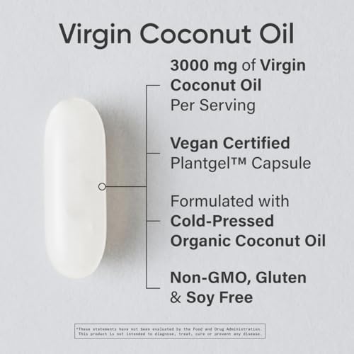 Cápsulas de Aceite de Coco Orgánico Sports Research® 3000MG - Aceite de Coco Virgen Extra Prensado en Frío con MCTs - Vegano y No OGM - 120 Geles - imagen 2