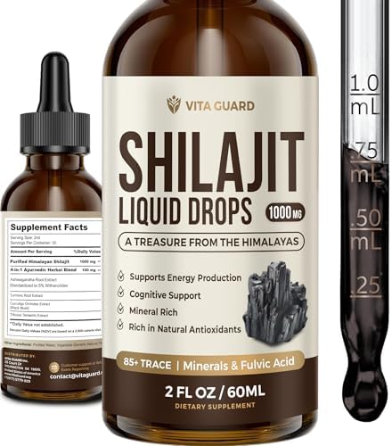 Gotas Líquidas de Shilajit Himalayo – 1000mg de Energía y Soporte Inmunológico con 85+ Minerales Traza y Ácido Fulvico – Suplemento de Fuerza y - imagen 1