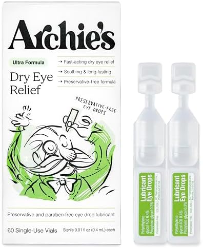 Archie's Remedies, Gotas para Ojos Secos, Ultra Lubricantes, Fórmula Limpia y Sin Conservadores, Viales de Uso Único, 60 Contadores - imagen 1