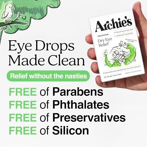 Archie's Remedies, Gotas para Ojos Secos, Ultra Lubricantes, Fórmula Limpia y Sin Conservadores, Viales de Uso Único, 60 Contadores - imagen 5