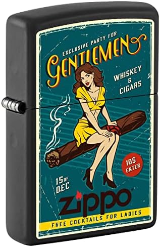 Encendedor Zippo: Chica Pin-up con Cigarro - Negro Mate 81329 - imagen 1