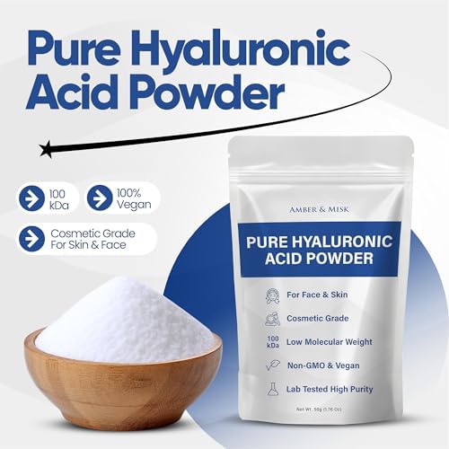 Polvo de Ácido Hialurónico Puro para Piel y Rostro - Grado Cosmético, Bajo Peso Molecular, Sueros DIY para Hidratación Orgánica (50g) - imagen 2