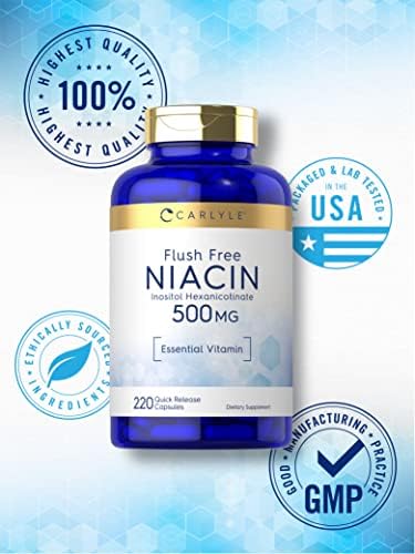 Carlyle Niacina Sin Enrojecimiento 500mg | 220 Cápsulas | Suplemento No Transgénico y Sin Gluten - imagen 5