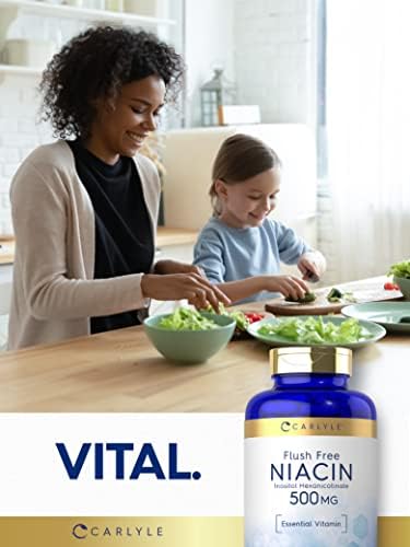 Carlyle Niacina Sin Enrojecimiento 500mg | 220 Cápsulas | Suplemento No Transgénico y Sin Gluten - imagen 6