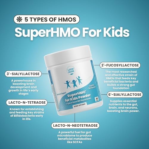 Mezcla Prebiótica SuperHMO para Niños - 5 HMOs para Salud Digestiva y Cognitiva, en Polvo, 45 Porciones - imagen 4
