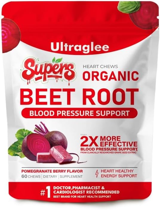 Ultraglee Chews de Betabel, Suplemento Energético con Extracto de Semilla de Uva y Polvo de Betabel, 60 Gomas Sabor Granadina-Baya - imagen 1