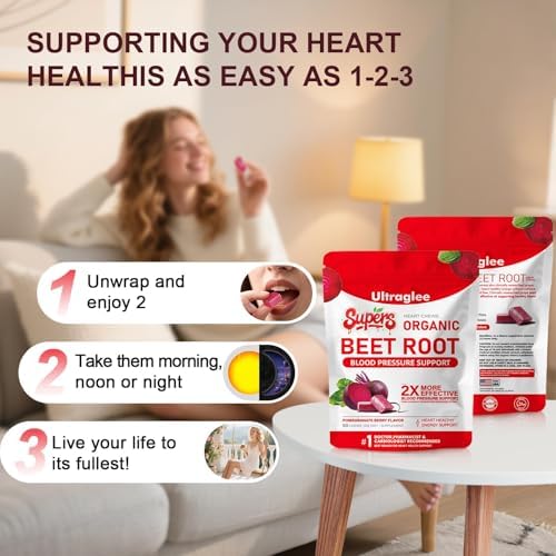Ultraglee Chews de Betabel, Suplemento Energético con Extracto de Semilla de Uva y Polvo de Betabel, 60 Gomas Sabor Granadina-Baya - imagen 3