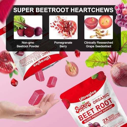 Ultraglee Chews de Betabel, Suplemento Energético con Extracto de Semilla de Uva y Polvo de Betabel, 60 Gomas Sabor Granadina-Baya - imagen 5