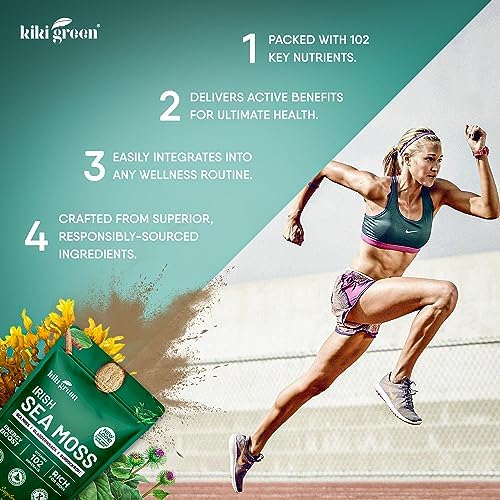 KIKI Polvo de Musgo Marino Irlandés Verde 8 Oz - con Extracto de Algas Marinas y Raíz de Bardana para Apoyo Inmunológico - Suplemento Keto y Vegano - imagen 5