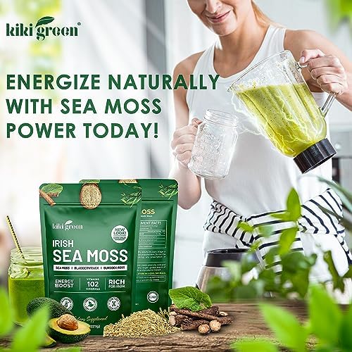 KIKI Polvo de Musgo Marino Irlandés Verde 8 Oz - con Extracto de Algas Marinas y Raíz de Bardana para Apoyo Inmunológico - Suplemento Keto y Vegano - imagen 7