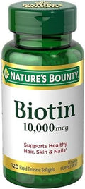 Nature's Bounty Biotina 10000 mcg Ultra Fuerte, Cápsulas Blandas Líquidas de Liberación Rápida 120 pzas (Paquete de 2) - imagen 1