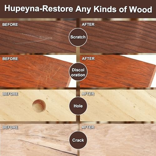 Kit de Reparación de Muebles de Madera Hupeyna, 21 Pzs de Masilla, Rellenos y Cera de Abeja - Repara Grietas, Rayones, Agujeros y Descoloraciones en - imagen 4