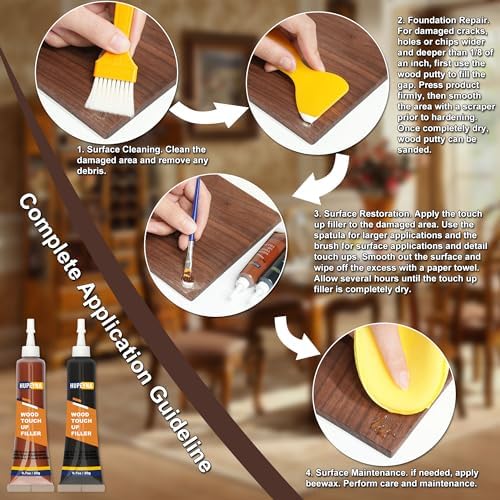 Kit de Reparación de Muebles de Madera Hupeyna, 21 Pzs de Masilla, Rellenos y Cera de Abeja - Repara Grietas, Rayones, Agujeros y Descoloraciones en - imagen 5