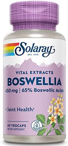 Suplemento Solaray de Boswellia - Cápsulas de Extracto de Boswellia Serrata, Suplemento Estándar de Fuerza Extra para la Salud del Cartílago, Sin - imagen 1