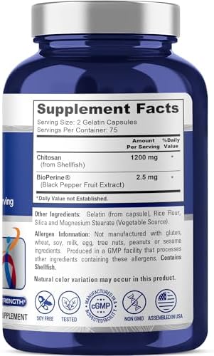 NusaPure Chitosan 1200mg 150 Cápsulas (Sin OGM y Libre de Soja) con Bioperina - imagen 3