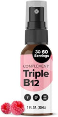 COMPLEMENT Spray Líquido Vegano de Vitamina B12 Triple - 1500 mcg para Energía, Ánimo y Función Cognitiva - Sabor Frambuesa (60 Porciones) - imagen 1