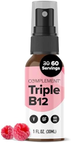 COMPLEMENT Spray Líquido Vegano de Vitamina B12 Triple - 1500 mcg para Energía, Ánimo y Función Cognitiva - Sabor Frambuesa (60 Porciones) - imagen 1