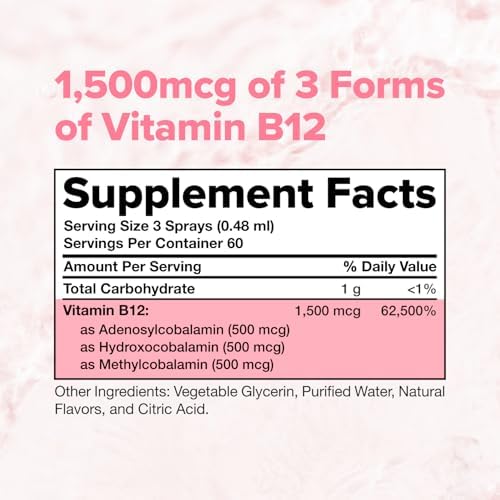 COMPLEMENT Spray Líquido Vegano de Vitamina B12 Triple - 1500 mcg para Energía, Ánimo y Función Cognitiva - Sabor Frambuesa (60 Porciones) - imagen 6