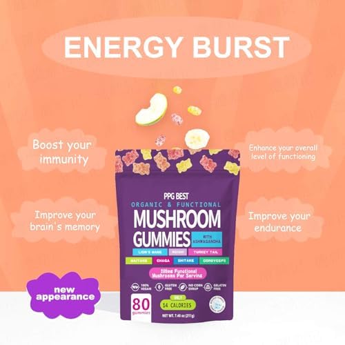 Gomitas Orgánicas PPG BEST con Hongos Funcionales: Ashwagandha, Reishi, Cola de Pavo, Maitake, Shitake, Chaga y Cordyceps - Aumenta Cognición y - imagen 4