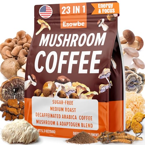 Café de Hongo 23 en 1 Instantáneo - Sin Azúcar, con 100% de Frutos de Melena de León, Chaga, Cordyceps, Reishi, Ashwagandha, Arabica Descafeinado, - imagen 1