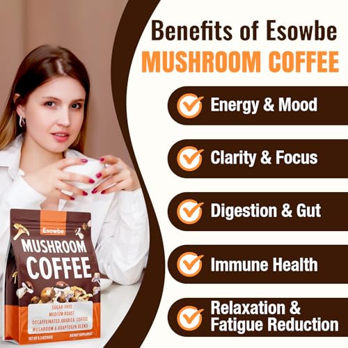 Café de Hongo 23 en 1 Instantáneo - Sin Azúcar, con 100% de Frutos de Melena de León, Chaga, Cordyceps, Reishi, Ashwagandha, Arabica Descafeinado, - imagen 3