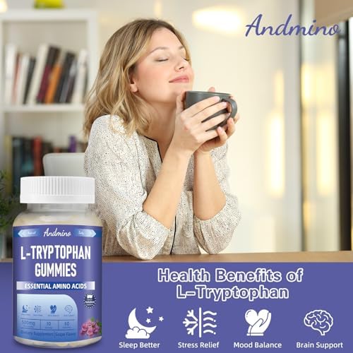 Gomitas de L Triptófano Andmino 500mg con Trehalosa, Relajación Natural y Soporte de Serotonina, Veganas, Sin Gluten, Sabor Uva, 60 piezas - imagen 3